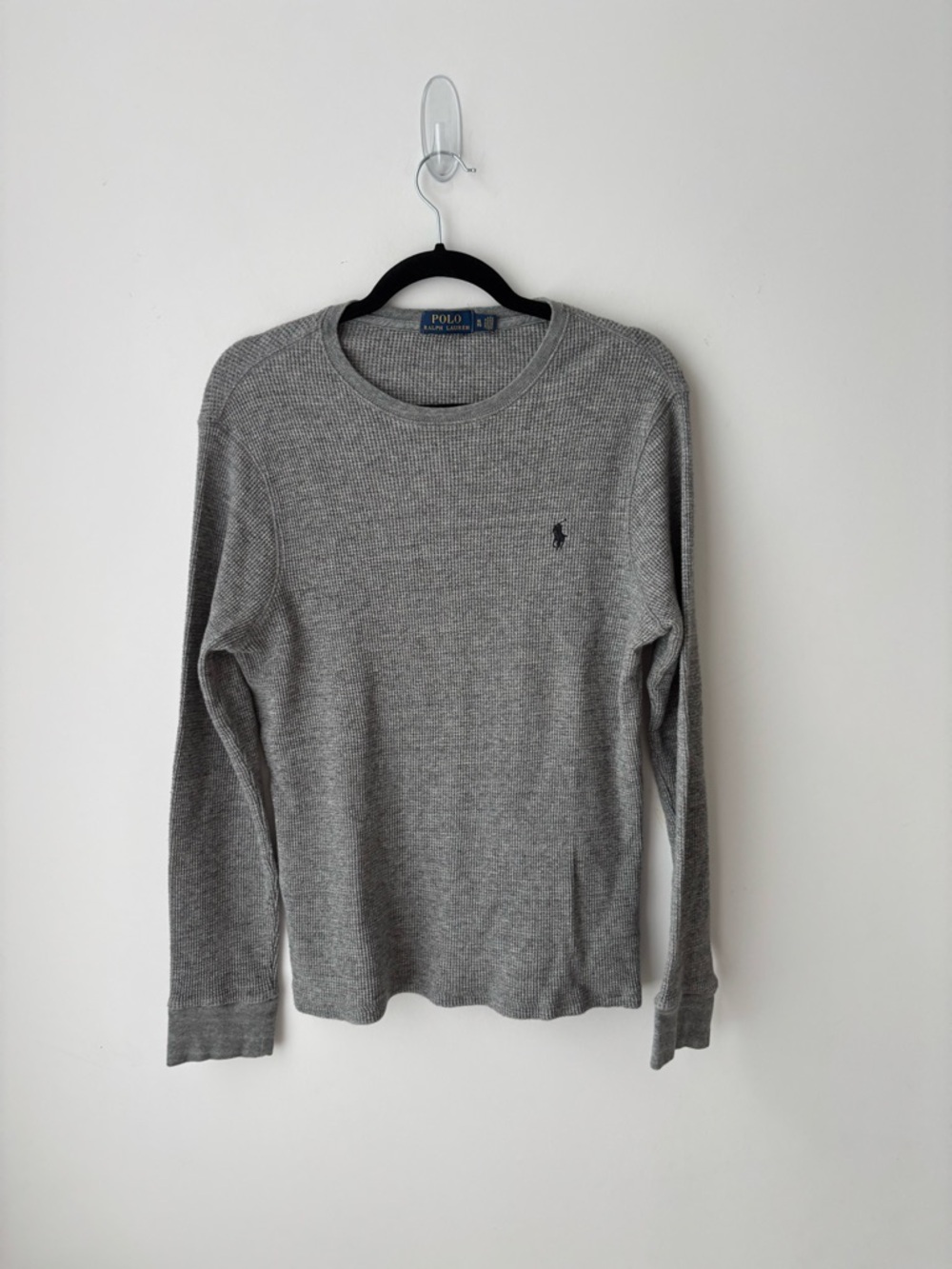 Polo Ralph Lauren Waffle Knit Thermal Long Sleeve Grey Shirt XL Cotton Classic